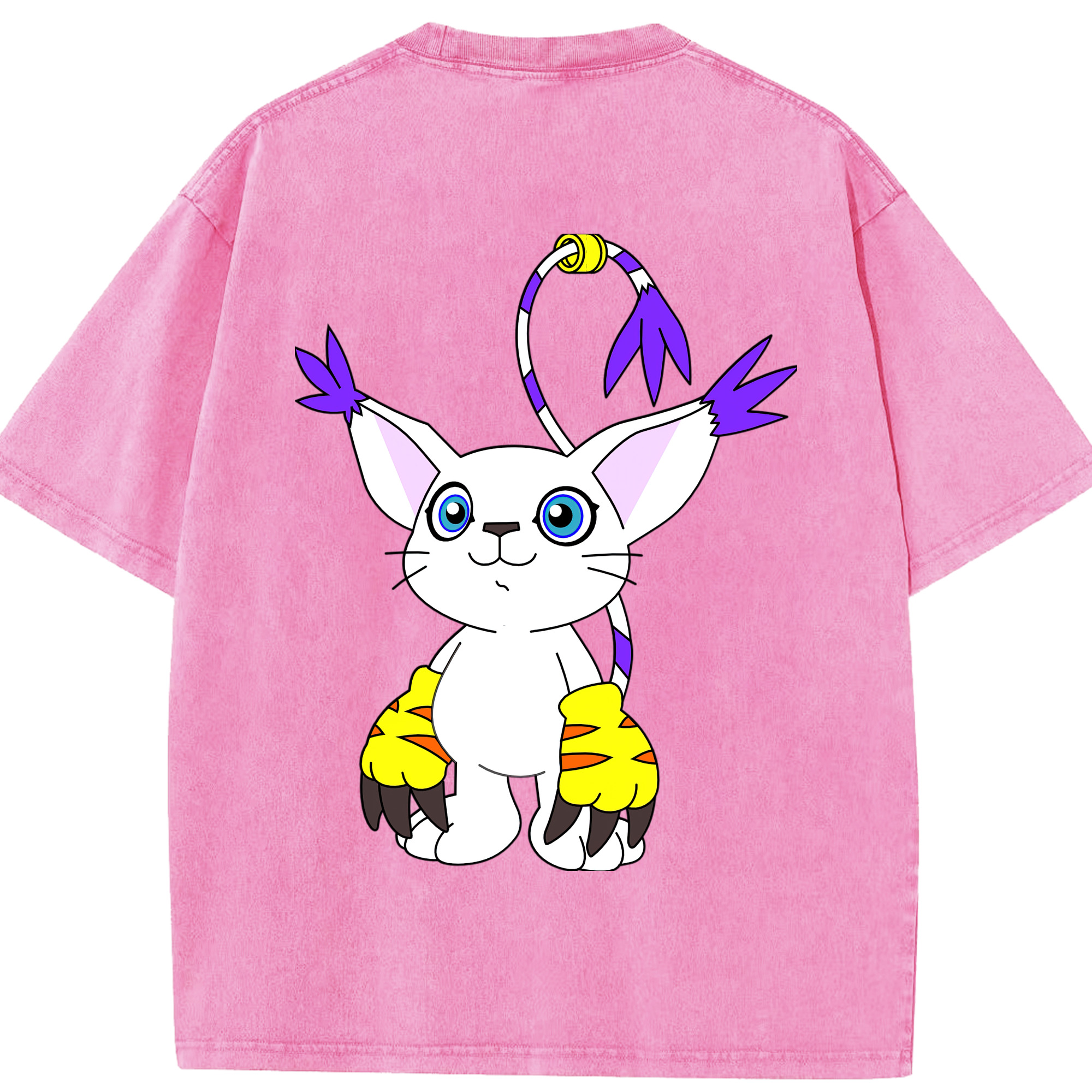 （画像用） Digimon デジタルモンスター/デジモン 綿100% ヴィンテージ風 半袖Tシャツ（背面プリント）